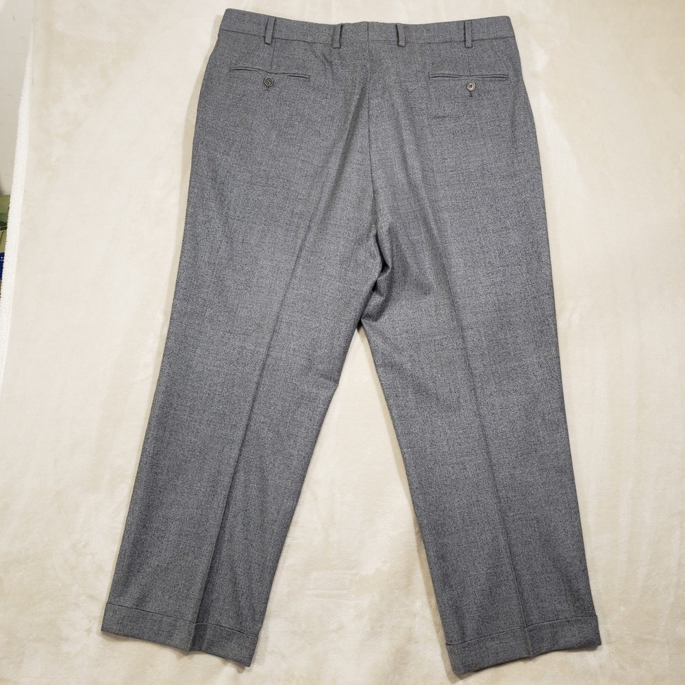 Brooks Brothers Dress Pants Mens 40 Gray Wool Pleated Cuffed Italian Canonico - Picture 3 of 9